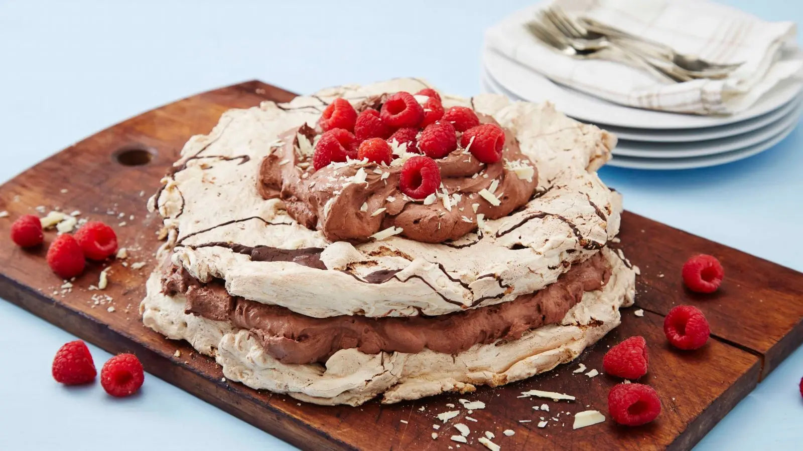 Sumptuous Chocolate-Raspberry Pavlova Delight