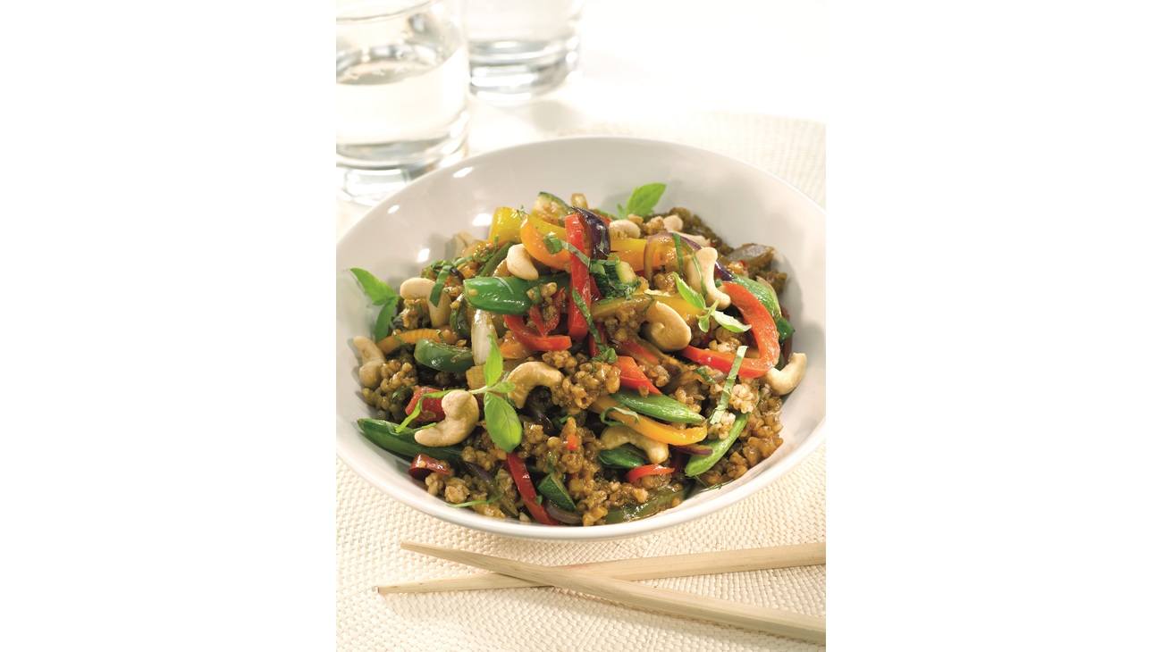 Stir-fried vegetables with Barley Rice