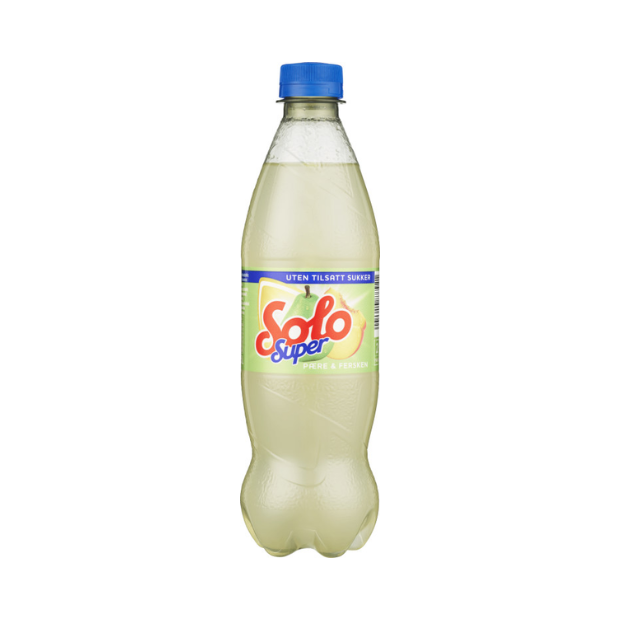 Pear and Peach Soda no sugar - Solo Super Pære&Fersken 0,5l flaske