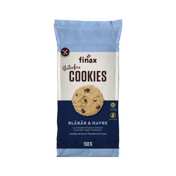 Cookies Blueberry & Oats Gluten-Free - Cookies Blåbær Forsiden Cookies Blåbær &Havre glutenfri 150g Finax