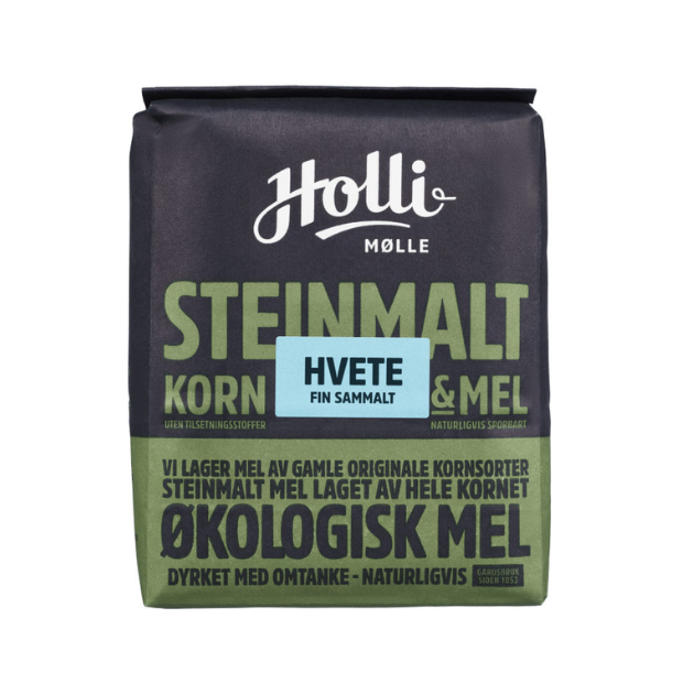 Organic Fine Wholemeal Wheat Flour - Hvetemel Sammalt Fin Økologisk 1kg Holli Mølle