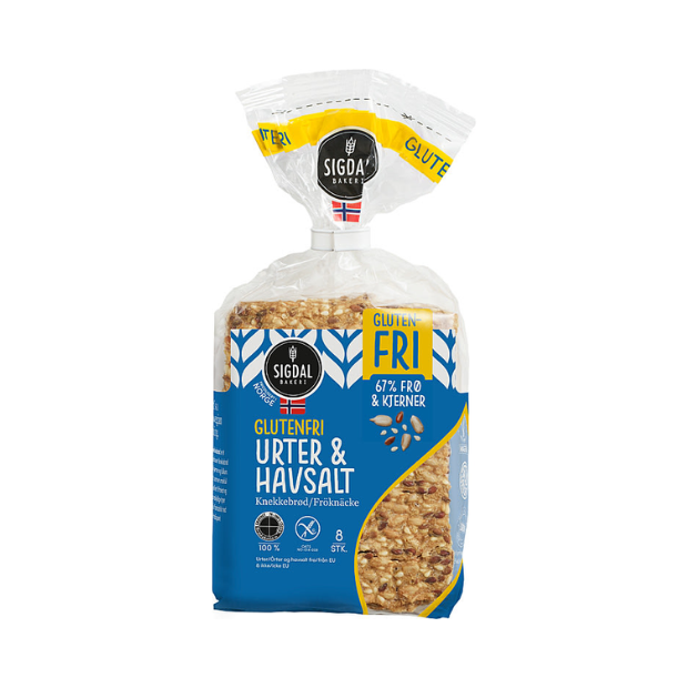Crispbread Herbs & Sea Salt Gluten-Free - Knekkebrød Urter&Havsalt Gl.Fri 190g Sigdal