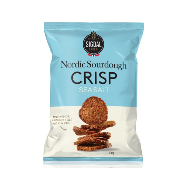 Nordic Sourdough Crispbread Sea Salt 130g Sigdal