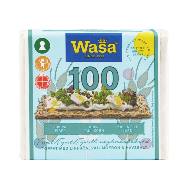 Crispbread 100 Seeds & Sea Salt - Knekkebrød 100 Frø&Havsalt 245g Wasa