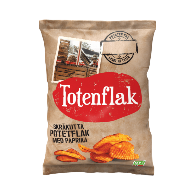 KiMs Totenflak Skråkutta (Diagonal-Cut) Paprika 180g | Potato Chips | All season, Snacks | Totenflak