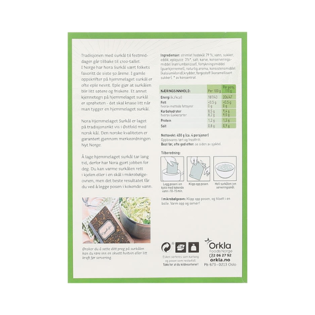 Homemade Sauerkraut - Surkål Hjemmelaget 450g Nora