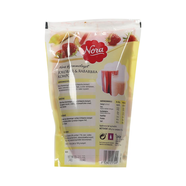 Strawberry & Rhubarb Compote - Jordbær&Rabarbra Kompott 455g Nora