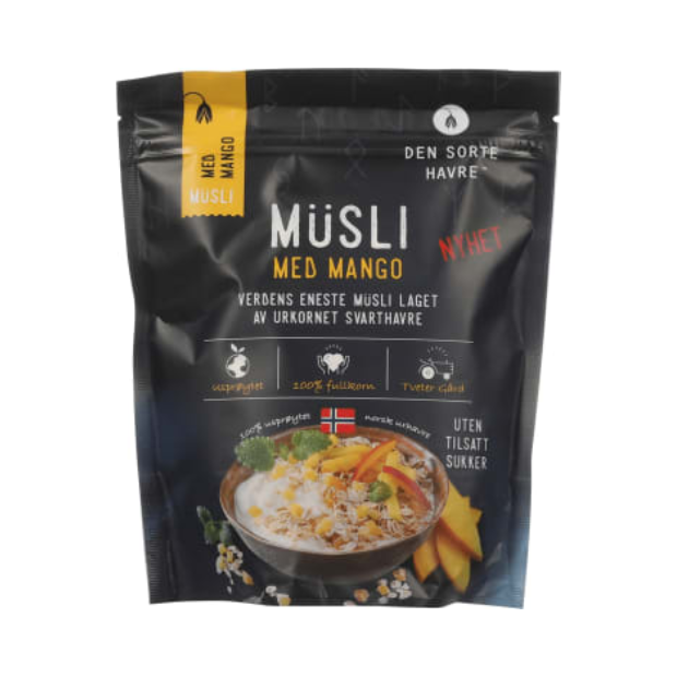 Musli with Mango 400g Den Sorte Havre (Musli med Mango) | Musli | All season, Breakfast and Cereals, Snacks | Den sorte havre