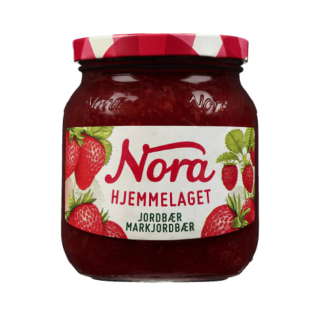 Homemade Strawberry & Wild Strawberry  400g Nora (Jordbær &Markjordbær Hj.Laget) | Strawberry Jam | All season, Dessert Topping, Snacks | Nora