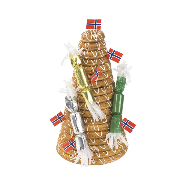 Kransekake - 18 Rings with Decoration (Gluten-Free) - Kransekake 18 ringer, ferdig pyntet