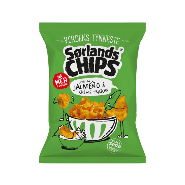 Sørlandschips Jalapeno & Creme Fraiche 275g | Potato Chips | All season, Party, Potato Chips, Potato Snacks, Snacks | Sørlandschips