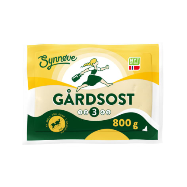Farm Cheese Piece 800g Synnøve | Yellow Cheese | All season, baking, Party, Snacks | Synnøve