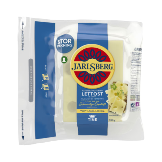 Jarlsberg Lite 700g 16% Fat Tine (Jarlsberg Lett 16% Fett ) | Yellow Cheese | All season, Cooking, Party, Snacks | Tine