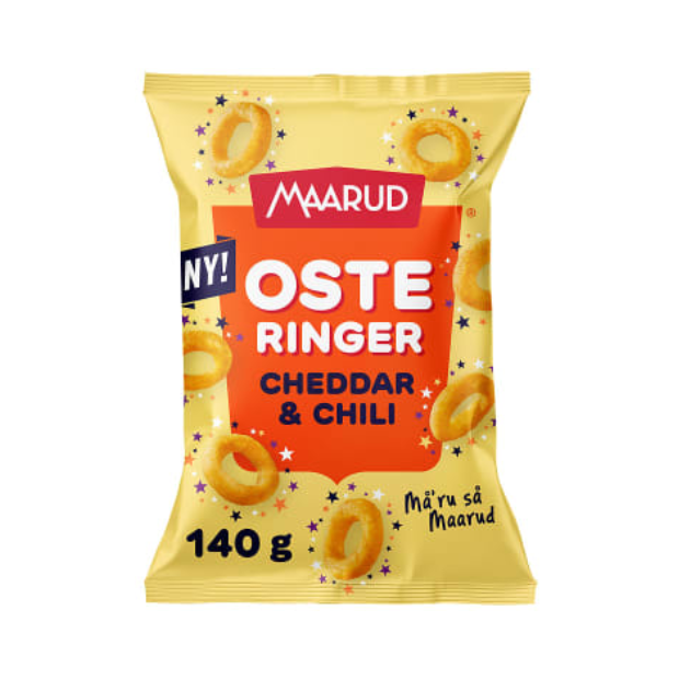 Osteringer Cheddar & Chili 140g Maarud  (Osteringer Cheddar&Chili) | Cheese Snacks | All season, Party, Snacks | Maarud