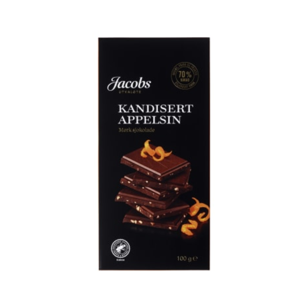 Dark Chocolate 70% Orange 100g Jacobs Utvalgte (User Sjokolade Mørk 70% Appelsin ) | Chocolate | All season, chocolate, Party, Snacks | Jacobs Utvalgte