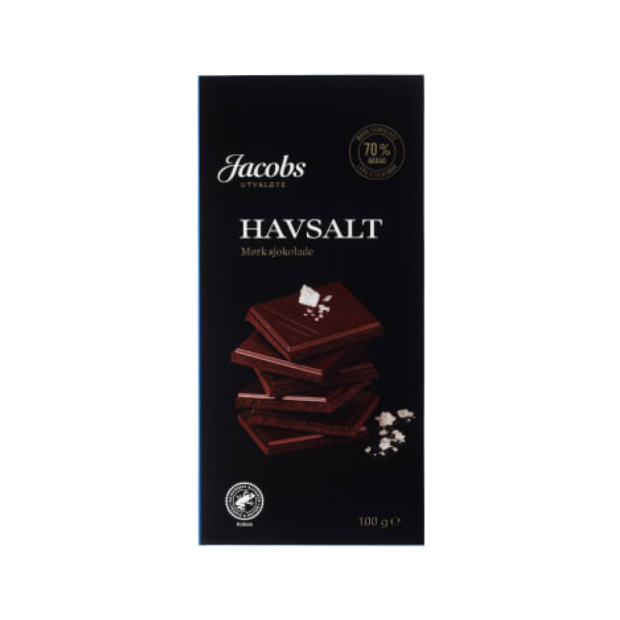 Dark Chocolate 70% Sea Salt 100g Jacobs Utvalgte (Sjokolade Mørk 70% Havsalt) | Chocolate | All season, baking, chocolate, Party, Snacks | Jacobs Utvalgte