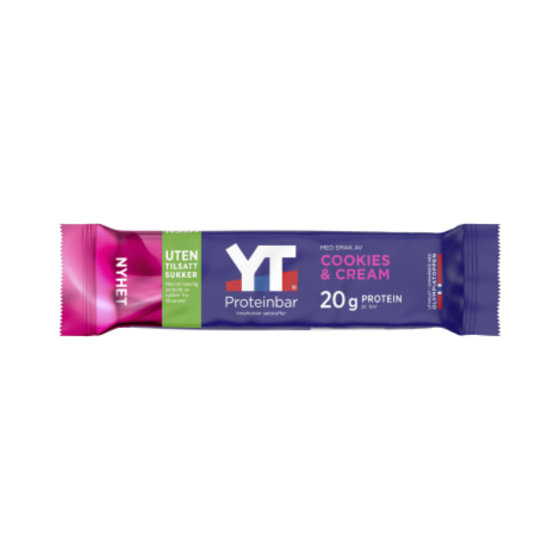 YT Protein Bar Cookies & Cream 50g – Tine Protein Snack | Protein Bar | Energy Bar, Fitness and Nutrition, Healthy Snacks, Protein Bar | Yt