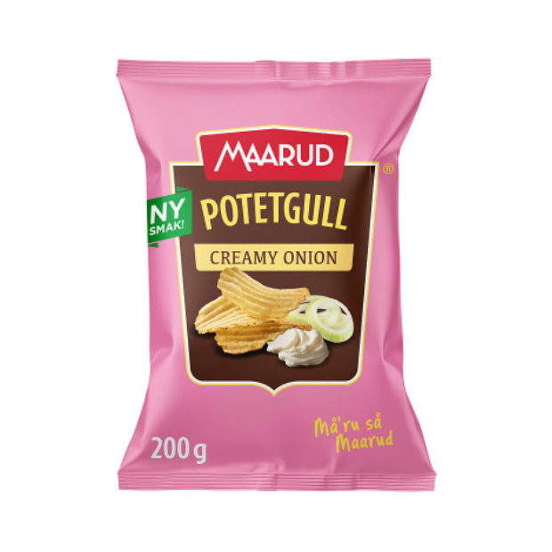 Ridged Potato Chips Creamy Onion 200g – Potetgull Rifla by Maarud | Potato Chips | All season, Potato Chips, Potato Snacks, Snacks | Maarud