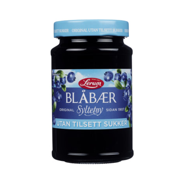 Blueberry Jam Original w/out Sugar 435g Lerum - Blåbærsyltetøy Original u/Sukker | Blueberry Jam | All season, Blueberry jam, Breakfast and Cereals, Jam and Jellies, Snacks, Superdeals | Lerum