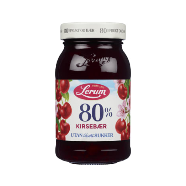 Cherry Jam, 340g Lerum - Kirsebærsyltetøy | Jam | All season, breakfast, Dessert Topping, Snacks | Lerum