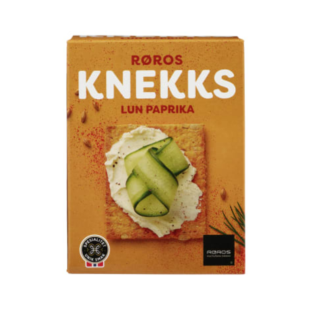 Knekks Crackers with Warm Paprika 190g Røros - Knekks Kjeks m/Lun Paprika | Crackers | All season, breakfast, Crispbread, Snacks | Rørosbakern