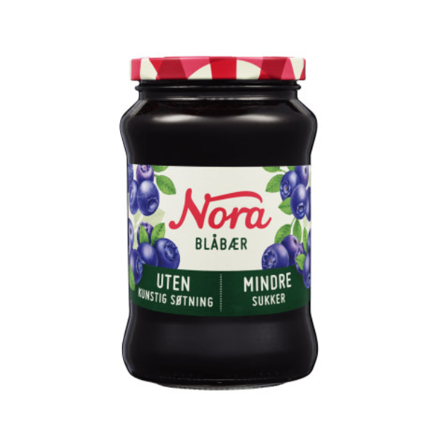 Blueberry Jam with Less Sugar 530g Nora - Blåbærsyltetøy Mindre Sukker | Blueberry Jam | All season, Blueberry jam, breakfast, Dessert Topping | Nora