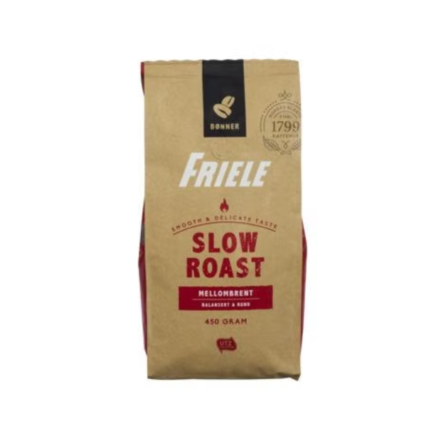 Friele Slow Roast Medium UTZ Whole Beans (Hele Bønner) 450g | Roast Whole Beans | All season, Coffee, Snacks | Friele