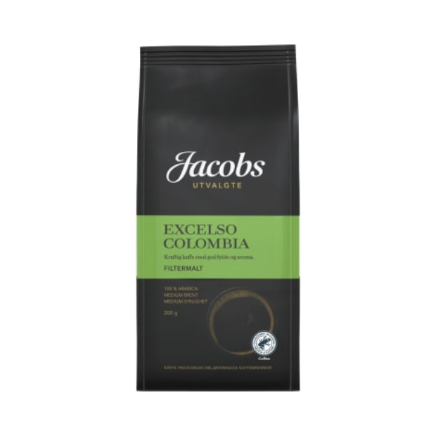 Excelso Colombia Filter Ground (Filtermalt) Coffee 200g  Jacobs Utvalgte | Coffee | All season, Coffee, Snacks | Jacob Utvalgte