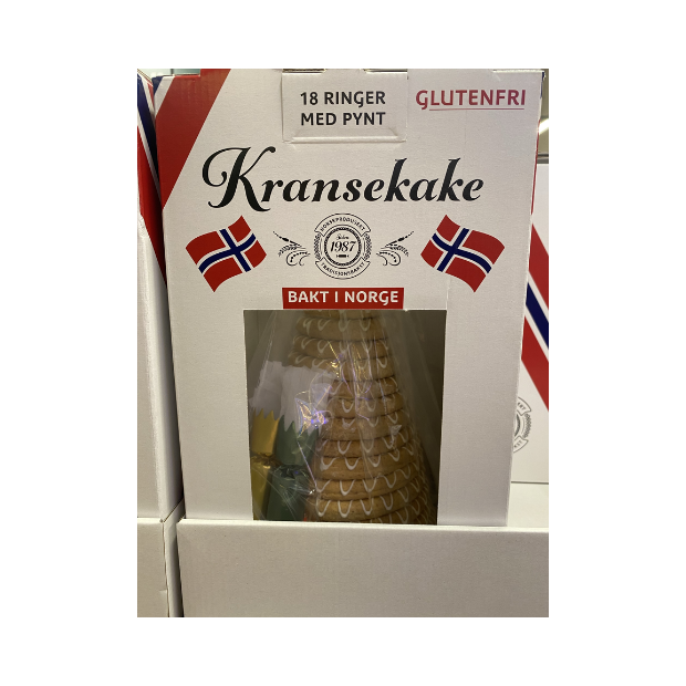 Kransekake - 18 Rings with Decoration (Gluten-Free) - Kransekake 18 ringer, ferdig pyntet | Ring Cake | christmas, Gluten free, Party, Snacks | Kransekakebakeren