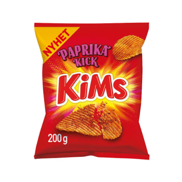 Kims Potato Chips(Potetgull)  Paprika Kick 200g -