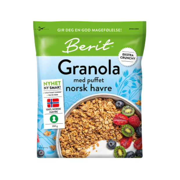 Berit Granola with Puffed Oats 350g | Granola | All season, Breakfast and Cereals, granola, Snacks | Berit