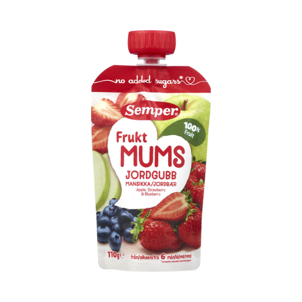 FruktMUMS Strawberry Fruit Pouch - Fruktmums Jordbær 110g Semper