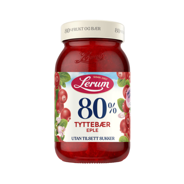 80% Lingonberry & Apple no added sugar - 80% Tyttebær-Eple 340g Lerum