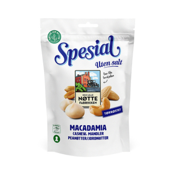 Special Nuts (Peanuts, Macadamia, Cashew, Almonds) - Spesial Nøtter u/Salt 160g Dln