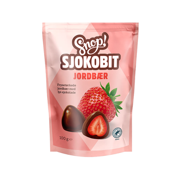 Snop Chocolate Covered Freezem Dried Raspberries - Sjokobit m/Jordbær 100g Snop