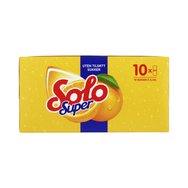 Solo Super Orange Zero Sugar 10 × 0.33L Cans - Norwegian Orange Soda