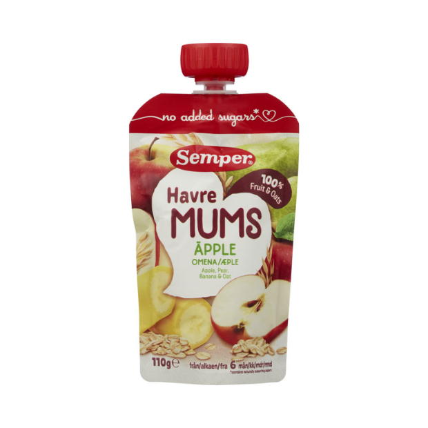 Semper Fruit Purée Apple & Oats - Fruktmums Eple&Havre 6mnd 110g Semper