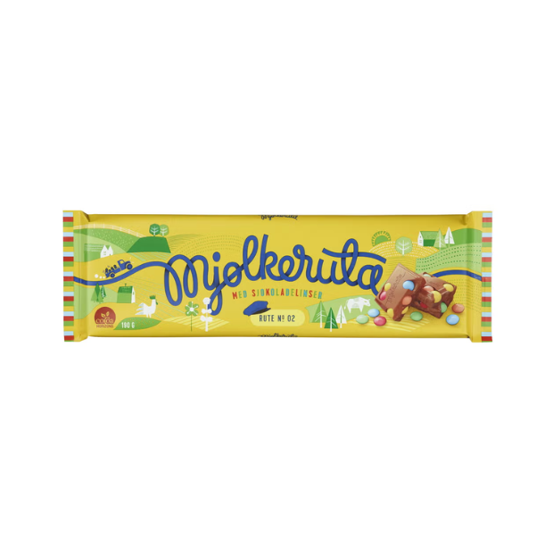 Milk Chocolate with Chocolate Lentils - Melkesjokolade med Sjokoladelinser 190g R Mjølkeruta