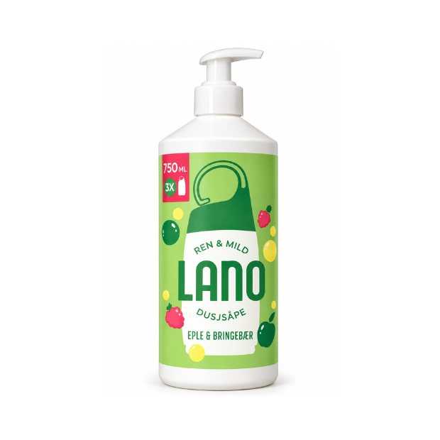 Apple & Raspberry Shower Gel - Lano Dusjsåpe Eple &amp; Bringebær 750ml
