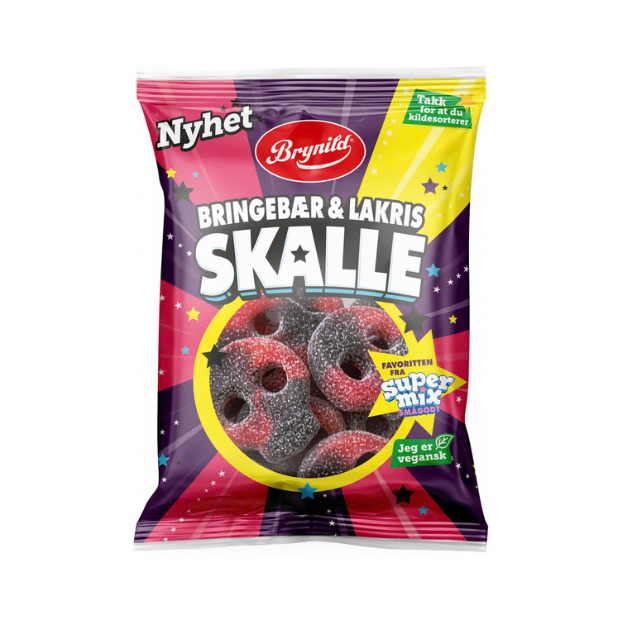 Raspberry & Liquorice Skulls - Lakrisskaller 100g Brynild
