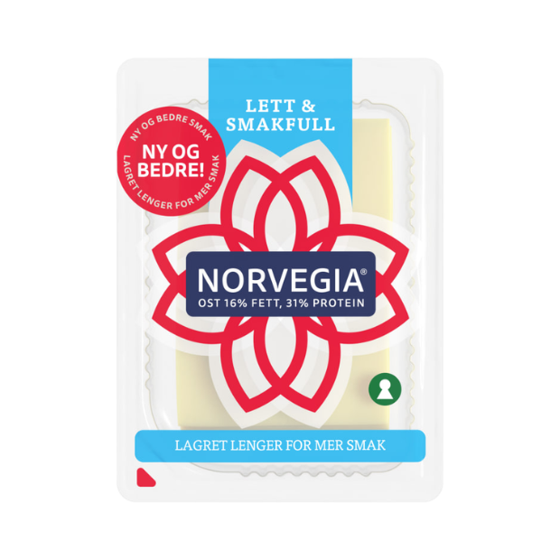 Norvegia Light 16% Sliced Cheese - Norvegia Lett 16% skivet 150g Tine