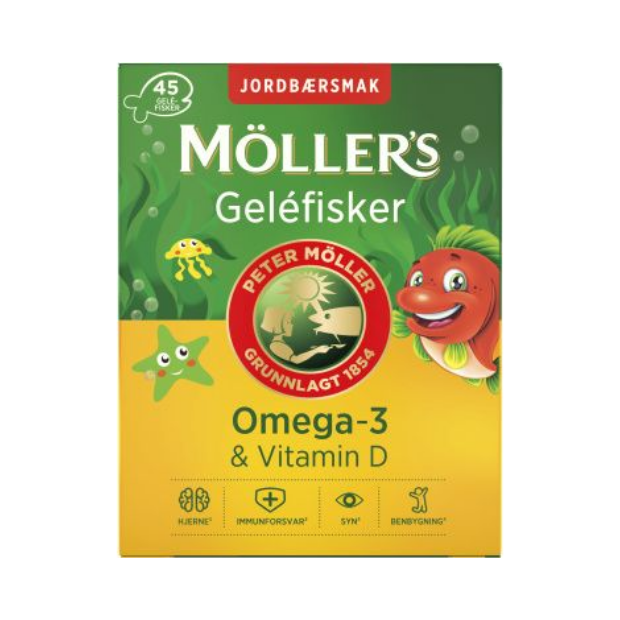 Omega-3 Jelly Fish Strawberry - Omega-3 Gelefisk Jordbær 45stk Møllers