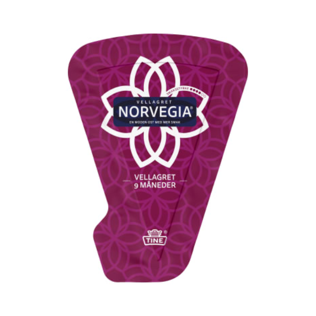 Norvegia Aged Cheese with Rind Approx. 500g Tine (Norvegia Vellagret m/Skorpe) | Yellow Cheese | Cooking, Party, Snacks | Norvegia