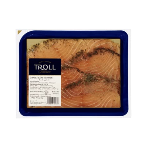Gravlax, Sliced, (Laks Gravet skivet) 100g Troll | Laks | 17th May Food | Troll