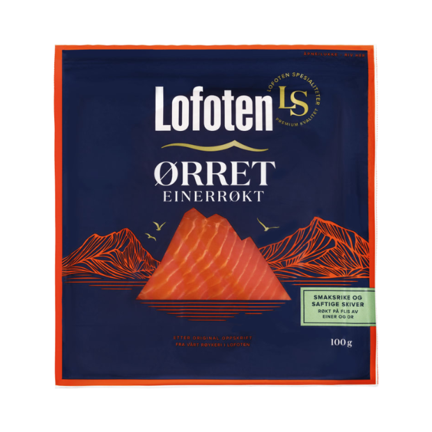 Smoked Trout, Sliced (Ørret Røkt skivet) 100g from Lofoten | Smoked Trout | 17th May Food | Lofoten