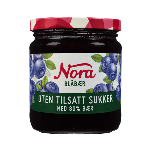 Blueberry Jam 80% w/out added sugar (Blåbærsyltetøy) 275g Nora | Blueberry Jam | All season, Breakfast and Cereals, Snacks | Nora