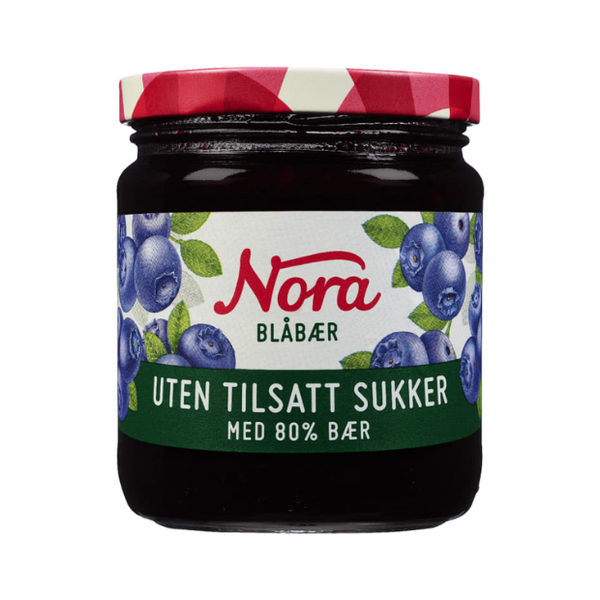 Nora Blueberry Jam 80% No Added Sugar 275g – Blåbærsyltetøy