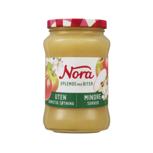 Apple Sauce (Eplemos) 525g Nora Less Sugar | Apple Sauce | Breakfast and Cereals, Dessert Topping | Nora