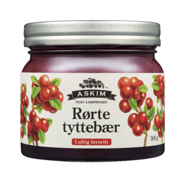 Lingonberries Stirred (Tyttebær Rørte)360g Askim | Jam | Breakfast and Cereals, Dessert Toppings | Askim