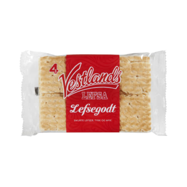 Vestlandslefsa with Buttercream (m/Smørkrem) 4-pack 230g | Lefsa | All season, Snacks | Vestlandslefsa